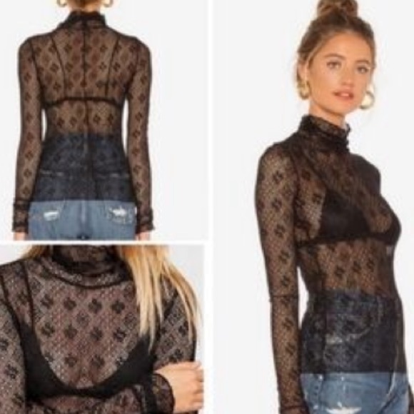 Free People Tops - Free People Intimately Black Lace Turtleneck. Size Xs